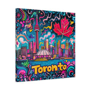 Toronto Pop Art Skyline Matte Canvas Wall Art LavenderCeleste