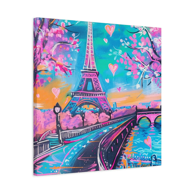 Pink Paris Eiffel Tower Dreamy Matte Canvas Art LavenderCeleste