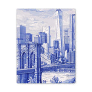 New York City Toile Art – Blue Scenic Skyline Matte Canvas Printify