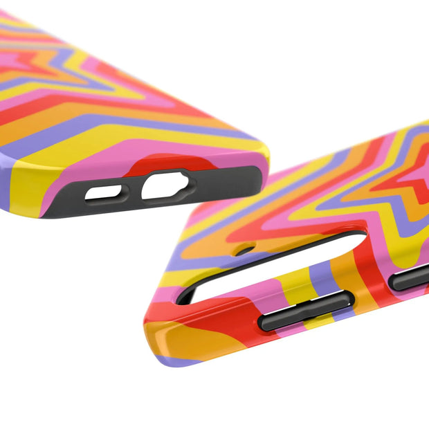 Retro Rainbow Star Groovy Tough Phone Case LavenderCeleste