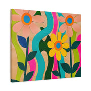 Groovy Paper Cut Flower Matte Canvas Art LavenderCeleste