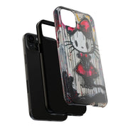 Goth Bow Cat Graffiti Pop Art Tough Phone Case LavenderCeleste