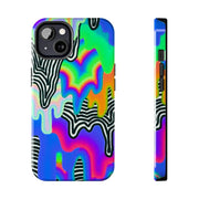 Trippy Technicolor Drip Retro Tough Phone Case LavenderCeleste