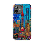 Shanghai Skyline Collage Pop Art Tough Phone Case LavenderCeleste