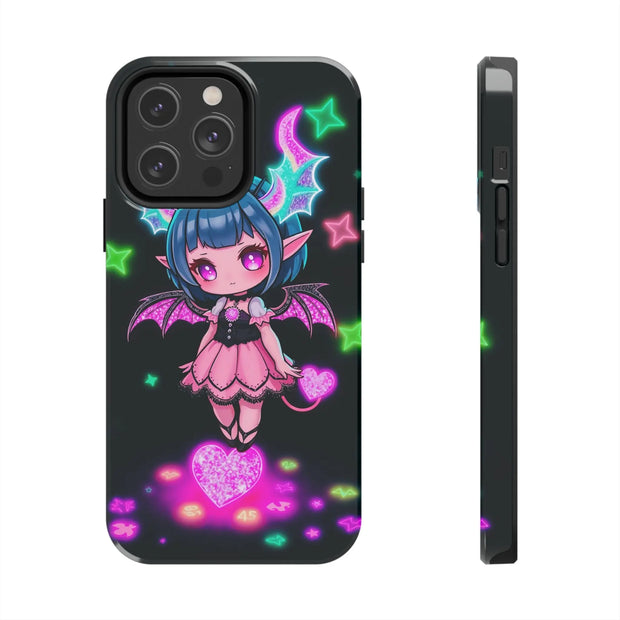 Kawaii Gothic Succubus Neon Heart Tough Phone Case
