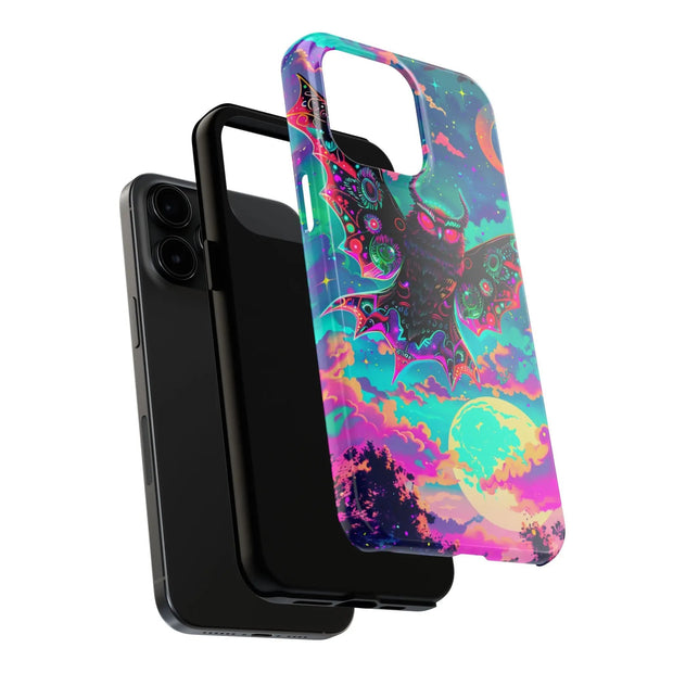Mothman Tough Phone Case – Psychedelic Neon Cryptid Aesthetic - LavenderCeleste