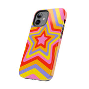Retro Rainbow Star Groovy Tough Phone Case LavenderCeleste