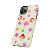Retro Mushroom Flower Power Tough Phone Case LavenderCeleste