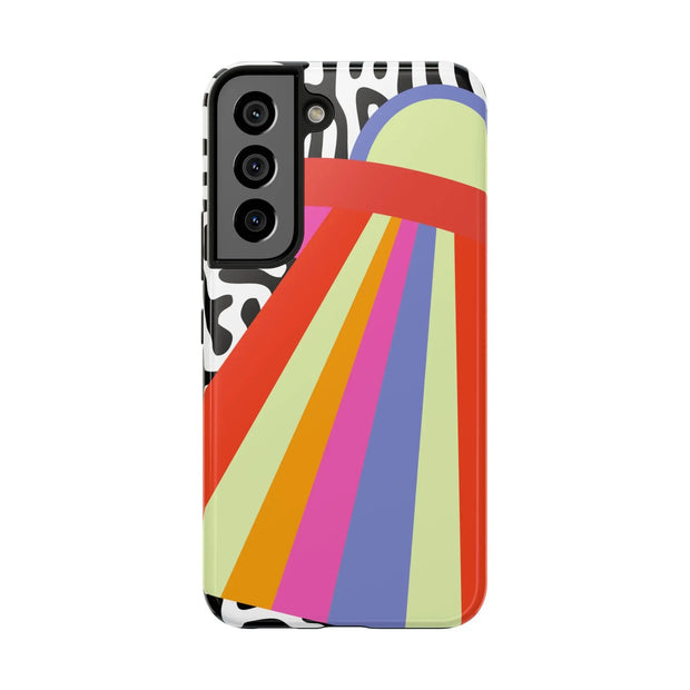 Retro Mod UFO Rainbow Beam Tough Phone Case LavenderCeleste