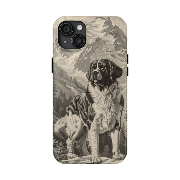 Saint Bernard Toile de Jouy Vintage Tough Phone Case LavenderCeleste