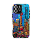 Shanghai Skyline Collage Pop Art Tough Phone Case LavenderCeleste