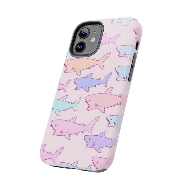 Pastel Shark Pattern Tough Phone Case Printify