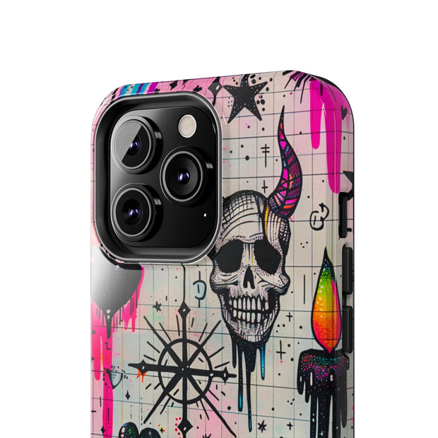 Skull Occult Neon Drip Pastel Goth Tough Phone Case LavenderCeleste