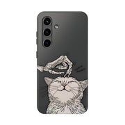 Skeleton Scratch Cat Gothic Humor Tough Phone Case LavenderCeleste
