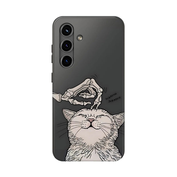 Skeleton Scratch Cat Gothic Humor Tough Phone Case LavenderCeleste