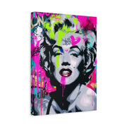 Marilyn Monroe Graffiti Matte Canvas – Neon Pop Art Street Style Wall Decor - LavenderCeleste