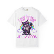 Talk to the Jellybeans Rainbow Cat Comfort Colors Tee LavenderCeleste