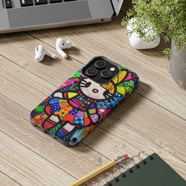 Pop Patchwork Kitty Tough Phone Case LavenderCeleste