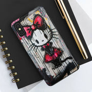 Goth Bow Cat Graffiti Pop Art Tough Phone Case LavenderCeleste