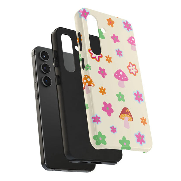 Retro Mushroom Flower Power Tough Phone Case LavenderCeleste