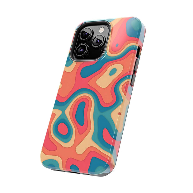 Retro Coral Abstract Mid-Century Tough Phone Case LavenderCeleste