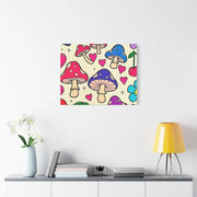 Kawaii Mushroom Cherry Flower Matte Canvas Print LavenderCeleste