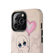 Sad Ghost with Heart Balloon Kawaii Tough Phone Case LavenderCeleste