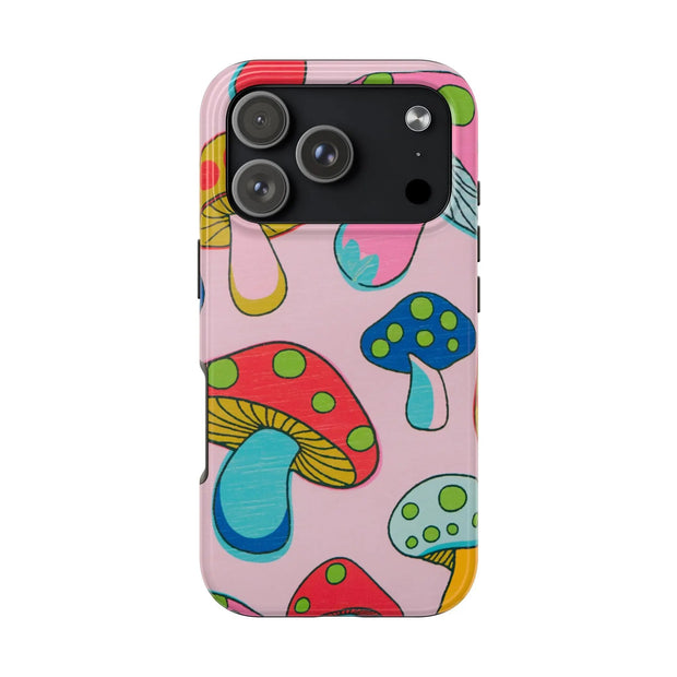 Retro Groovy Mushroom Tough Phone Case LavenderCeleste