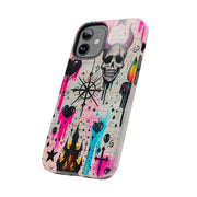 Skull Occult Neon Drip Pastel Goth Tough Phone Case LavenderCeleste