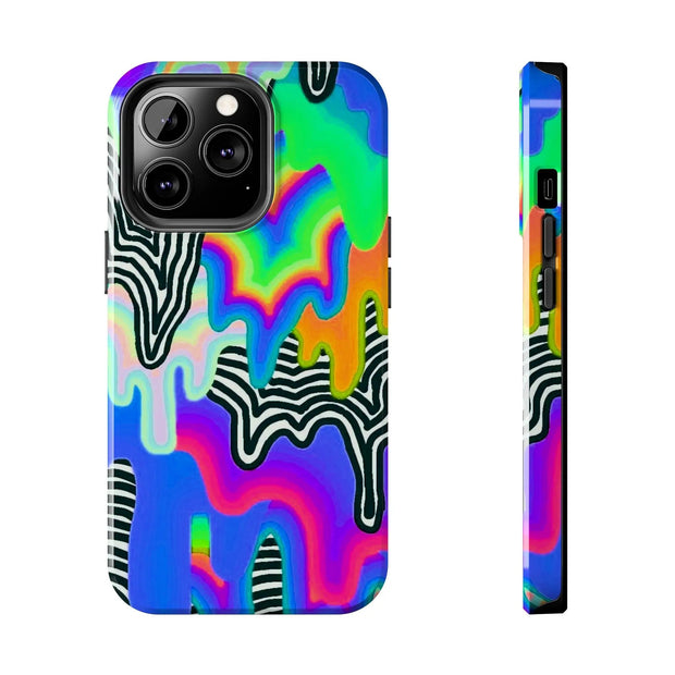 Trippy Technicolor Drip Retro Tough Phone Case LavenderCeleste