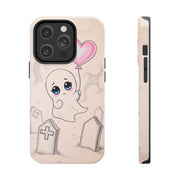 Sad Ghost with Heart Balloon Kawaii Tough Phone Case LavenderCeleste
