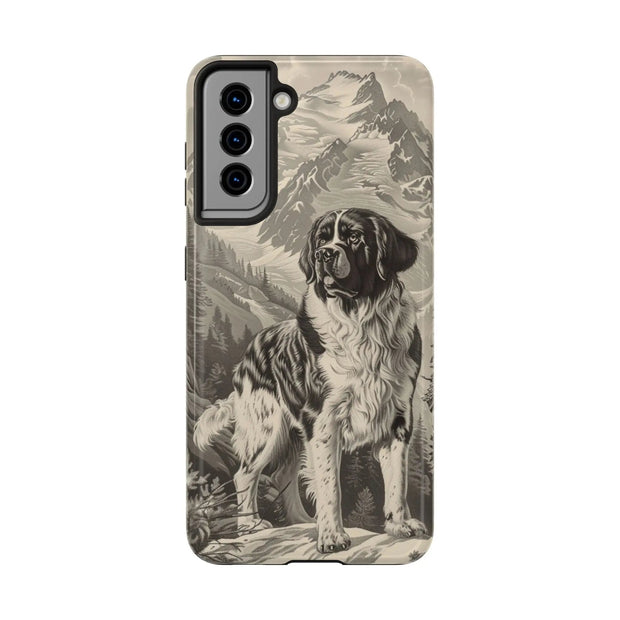 Saint Bernard Toile de Jouy Vintage Tough Phone Case LavenderCeleste