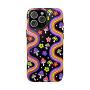 Groovy Mushroom Rainbow Tough Phone Case LavenderCeleste