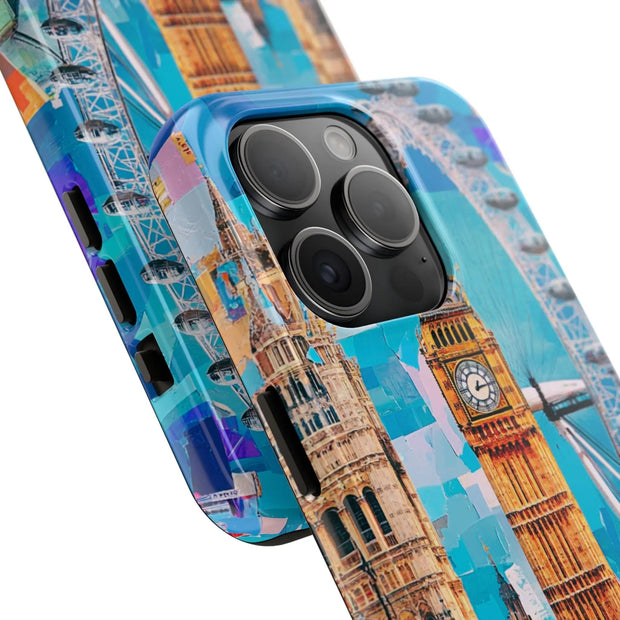 London Big Ben Collage Tough Phone Case – Vibrant City Pop Art Design