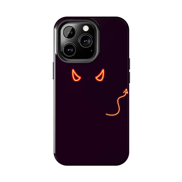 Neon Devil Eyes Tough Phone Case – Minimal Dark Glow Aesthetic Printify