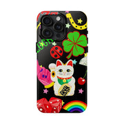 Lucky Symbols Tough Phone Case – 777 Dice Rainbow Maneki Neko Design - LavenderCeleste