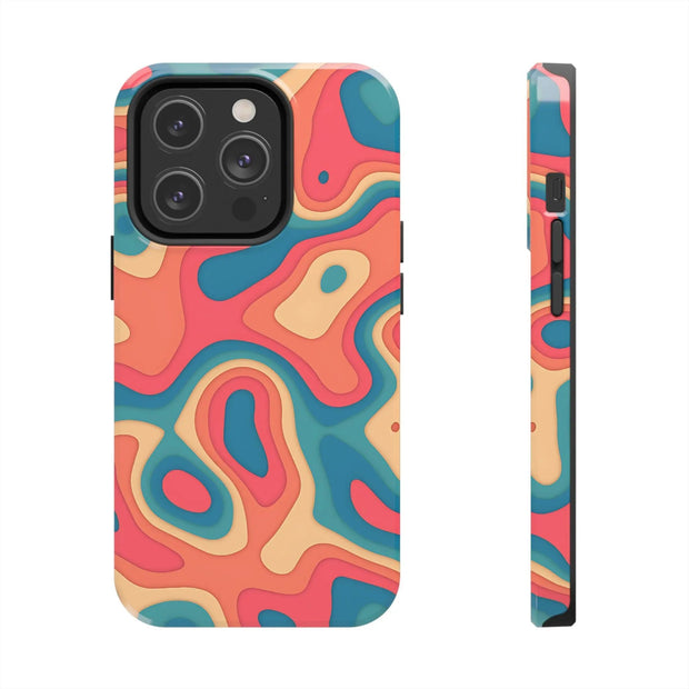 Retro Coral Abstract Mid-Century Tough Phone Case LavenderCeleste