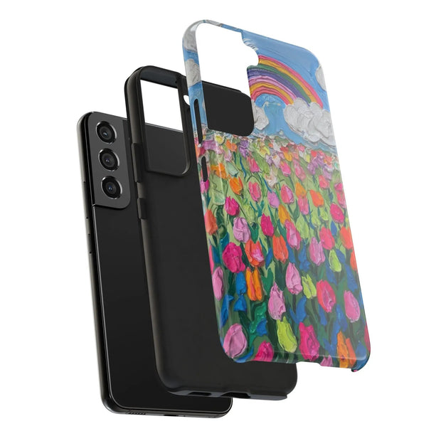 Rainbow Tulip Field Tough Phone Case LavenderCeleste
