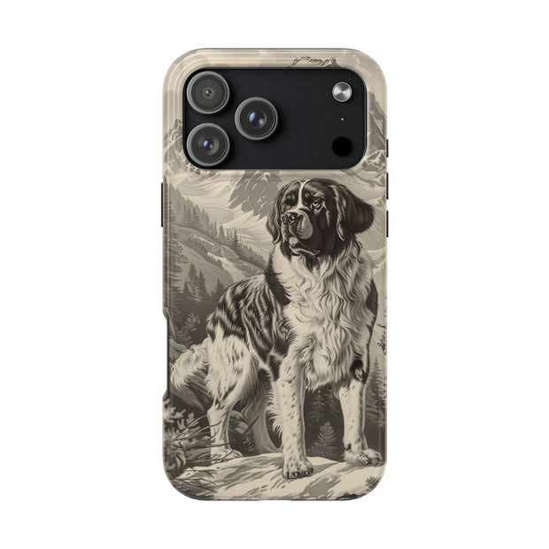 Saint Bernard Toile de Jouy Vintage Tough Phone Case LavenderCeleste