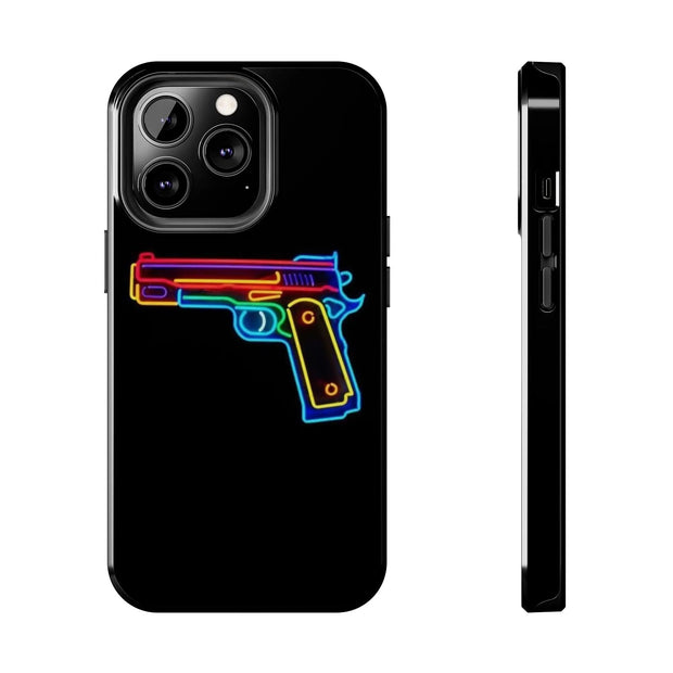 Neon Rainbow Gun Tough Phone Case – Bold Retro Vaporwave Aesthetic Printify