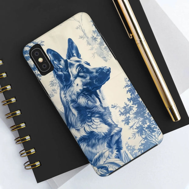 Blue Toile German Shepherd Scenic Tough Phone Case LavenderCeleste