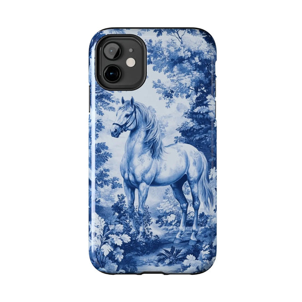 Blue Toile Horse Country Scenic Tough Phone Case LavenderCeleste