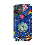 Retro Kidcore Denim Patch Tough Phone Case LavenderCeleste
