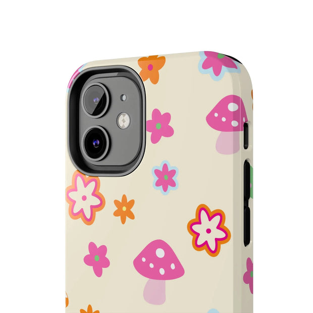 Retro Mushroom Flower Power Tough Phone Case LavenderCeleste
