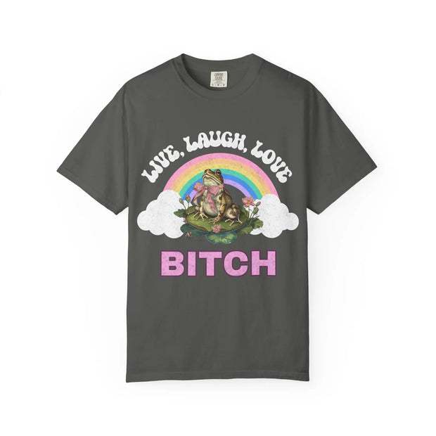 Live Laugh Love Bitch Frog Shirt – Funny Cottagecore Rainbow Design