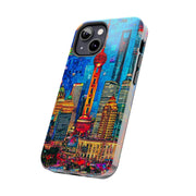Shanghai Skyline Collage Pop Art Tough Phone Case LavenderCeleste