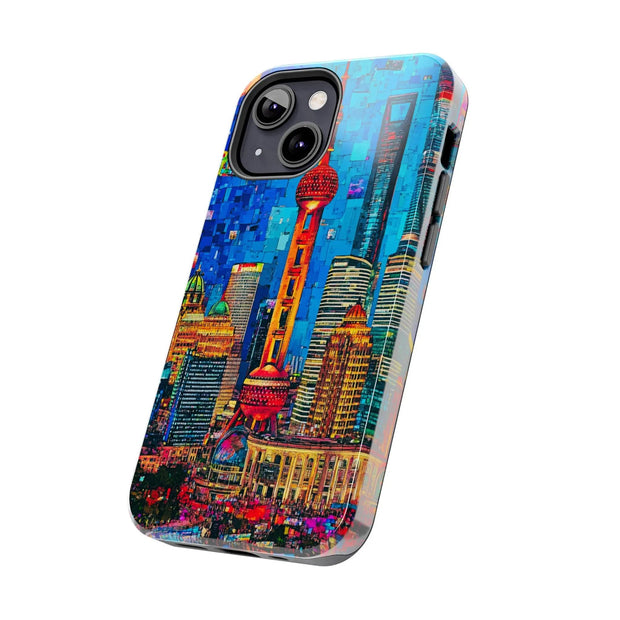 Shanghai Skyline Collage Pop Art Tough Phone Case LavenderCeleste