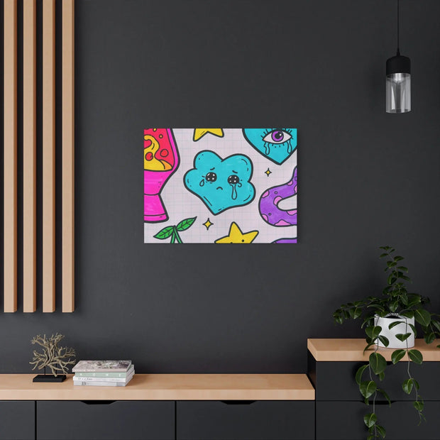 Kawaii Lava Lamp Sad Cloud Snake Matte Canvas Print LavenderCeleste