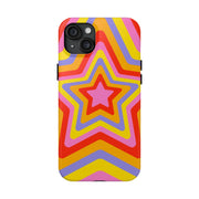 Retro Rainbow Star Groovy Tough Phone Case LavenderCeleste