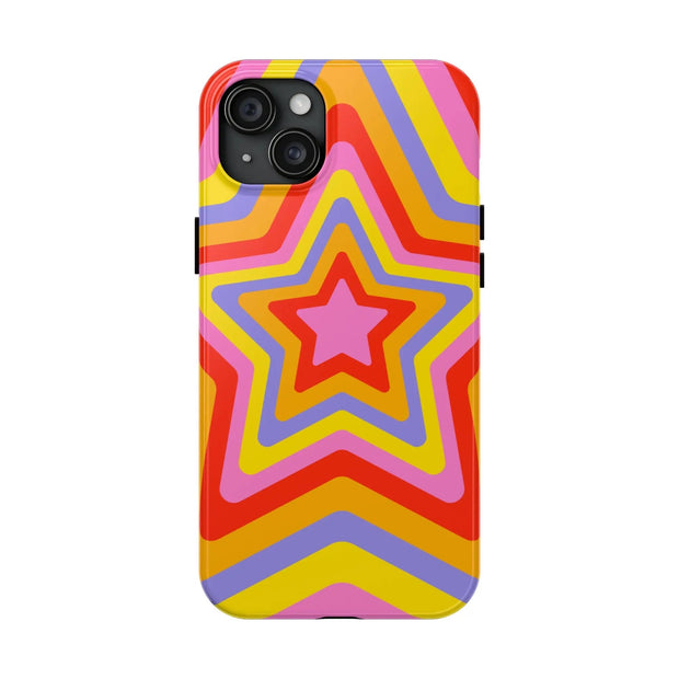 Retro Rainbow Star Groovy Tough Phone Case LavenderCeleste